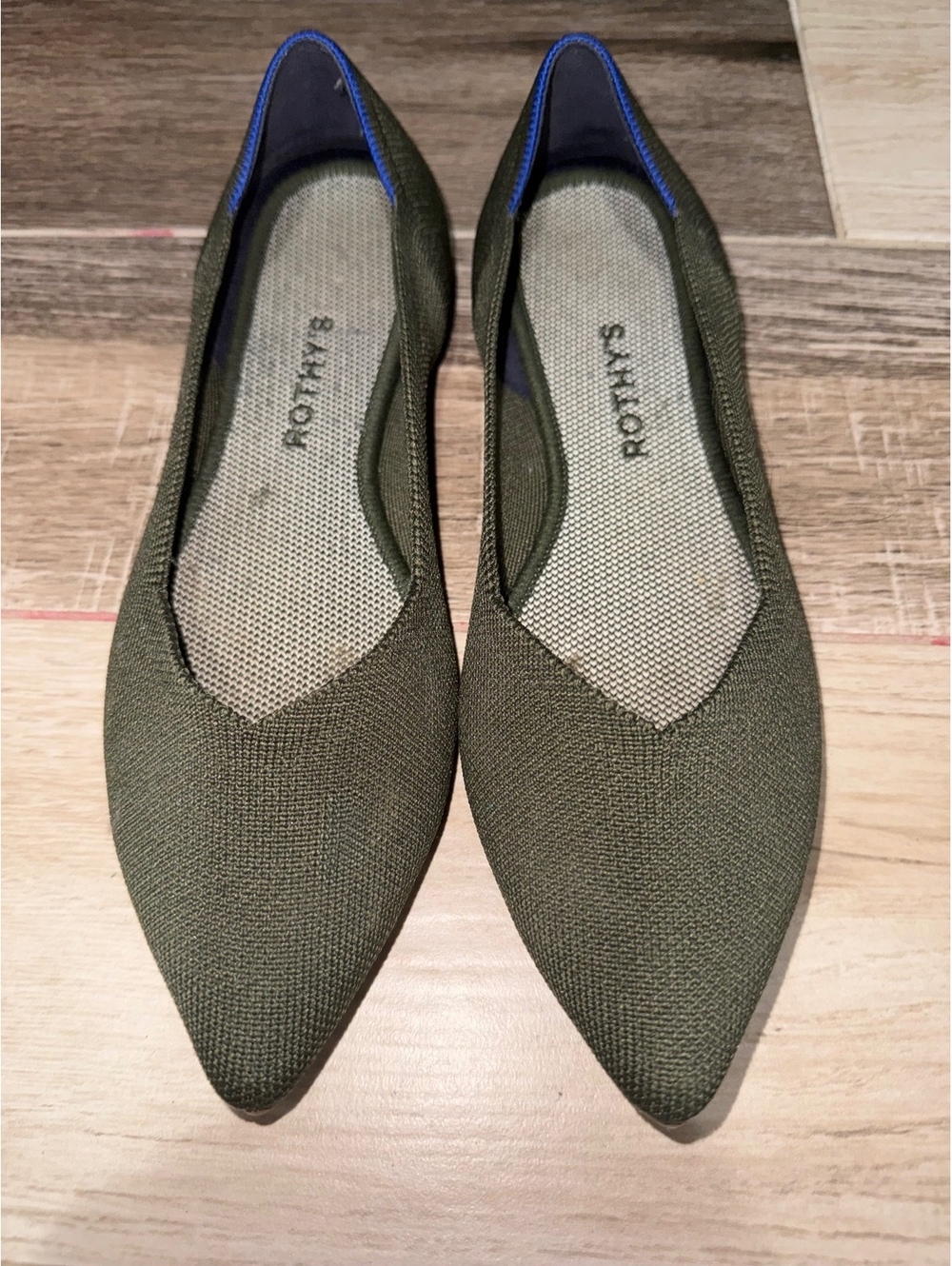 Rothy's Women's Olive Green Pointed Toe Flats - 9/40 EUC